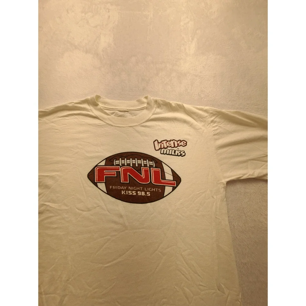 Intense Milks Friday Night Lights KISS 98.5‎ Long Sleeve Graphic T-Shirt White L